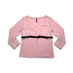 Vintage Cha Cha Vente Pink Surplice Wrap Top W/ Satin Empire Ribbon Size Medium